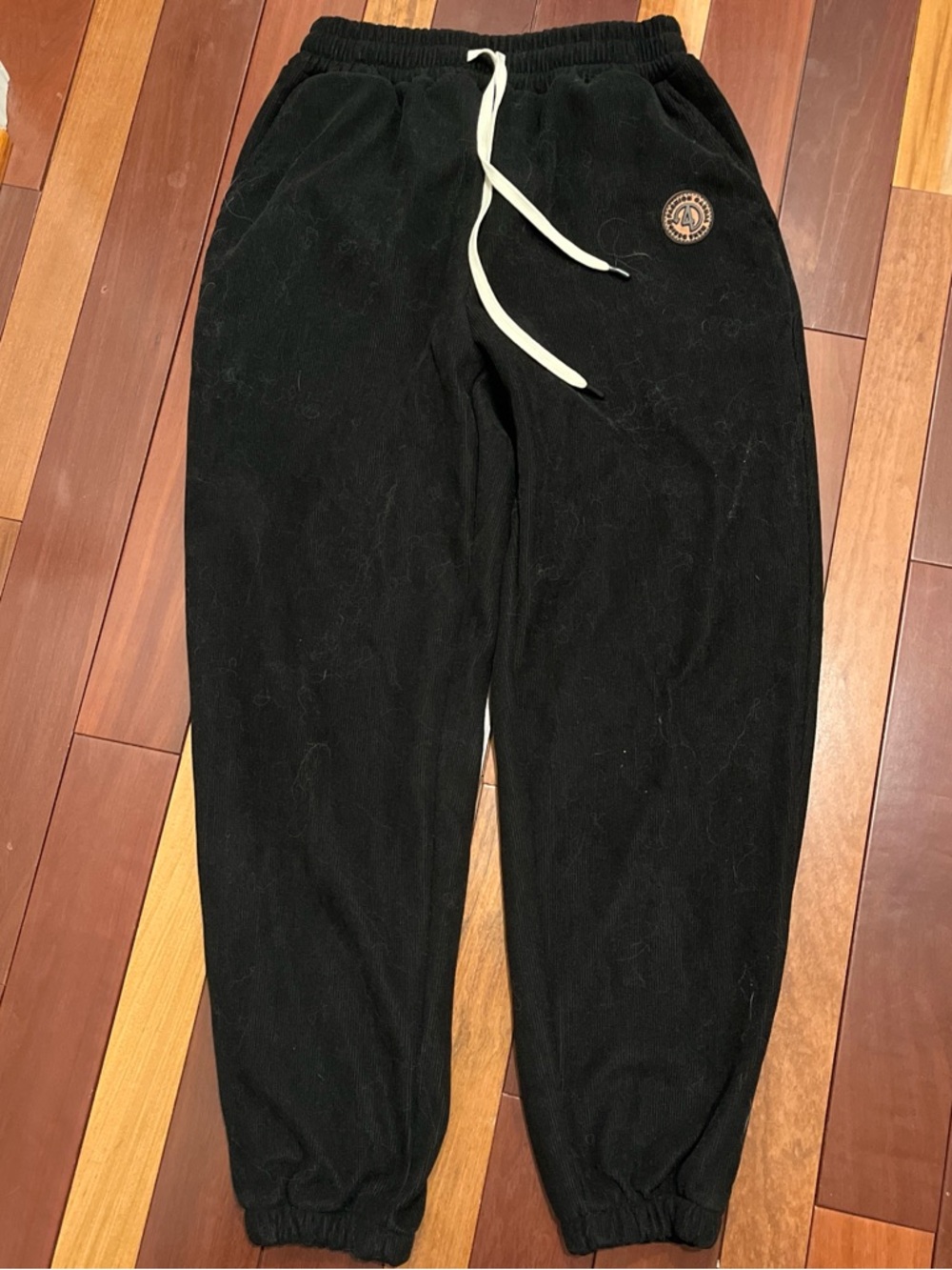 Black Fleece Jogger Pants with Drawstring